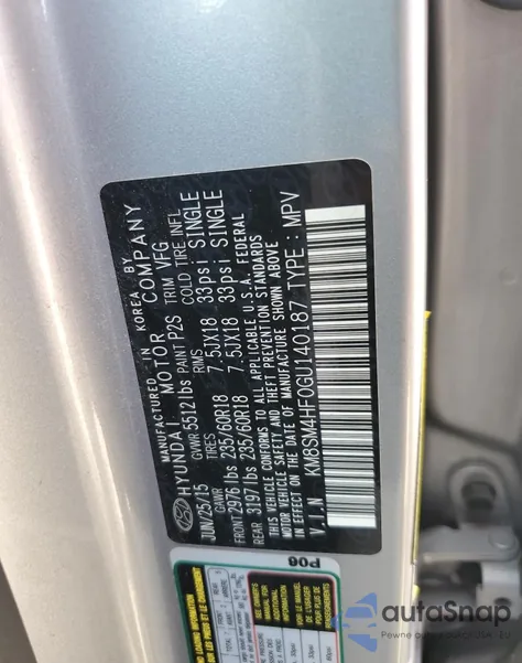 2016 Hyundai Santa Fe Se из США, поврежденный, VIN KM8SM4HF0GU140187